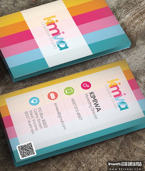 Colorful business card by Kimi Wa in Showcase of 50 Creative Business Cards